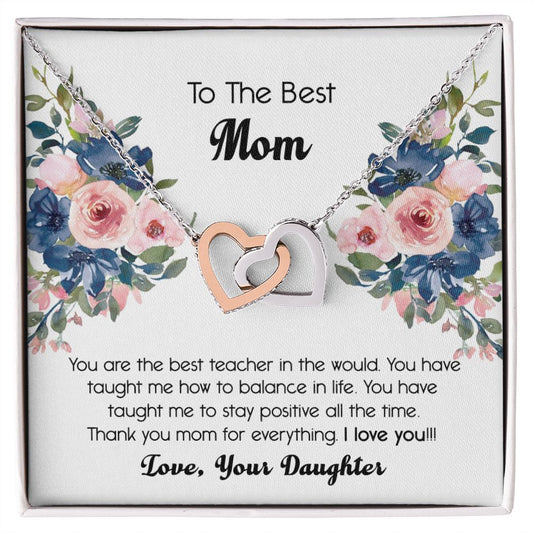 To My Mom Necklace, Gift For Mom, Mother's Day Gift from Daughter, Mom Jewelry Gift for Mothers Day, Birthday Gift for Mother, Moms Gift from Daughter Son, Necklace for Mom Mother 7 Interlocking Hearts Necklace