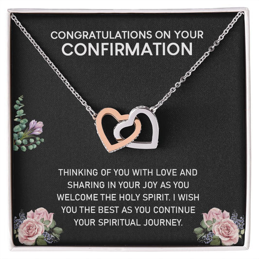 Congratulations On Your Confirmation Love Knot Necklace, Confirmation Gift Interlocking Hearts Necklace
