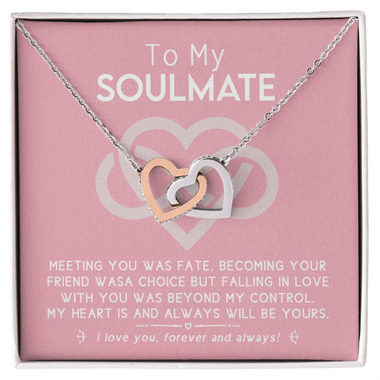 To My Soulmate Forever Love Necklace Gift For Soulmate Jewelry For Girlfriend Interlocking Hearts Necklace