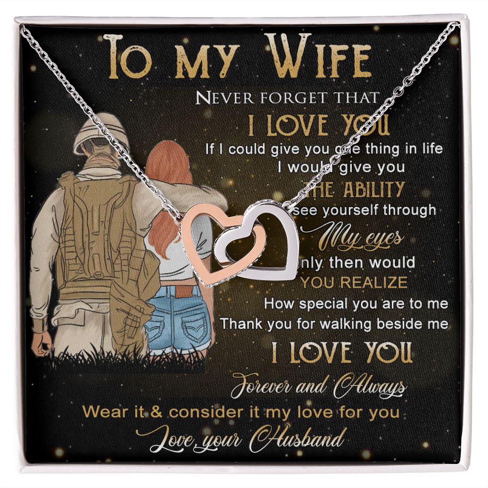 Birthday Gifts For Wife, Necklace Gifts For Wife From Husband, To My Wife Jewelry For Women , To My Wife Necklace  from Husband Wedding Anniversary Present For Wife, Beautiful Wife Jewelry Christmas21 Interlocking Hearts Necklace