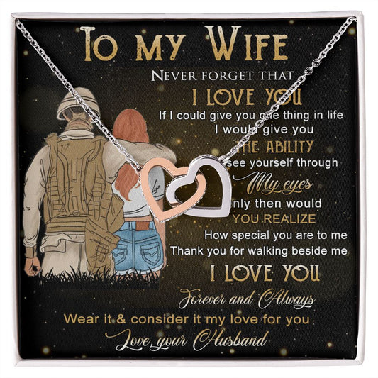 Birthday Gifts For Wife, Necklace Gifts For Wife From Husband, To My Wife Jewelry For Women , To My Wife Necklace  from Husband Wedding Anniversary Present For Wife, Beautiful Wife Jewelry Christmas21 Interlocking Hearts Necklace