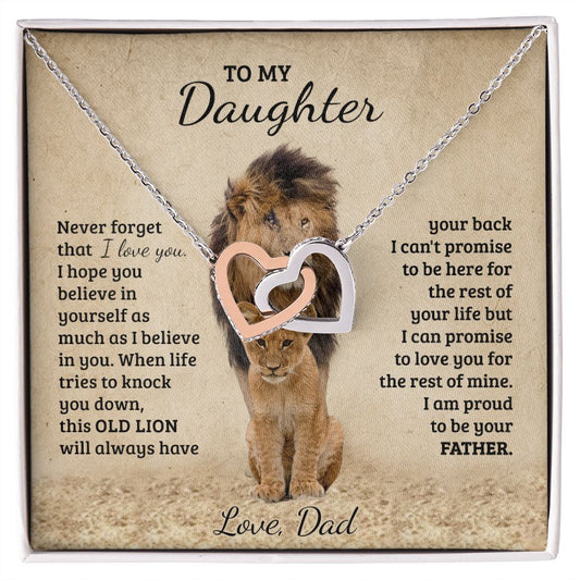 To My Daughter Necklaces Pendants - Father and Daughter Necklace - Gift from Daddy - Luxury Necklace Silver On Birthday, Anniversary - Includes Gift Box Interlocking Hearts Necklace