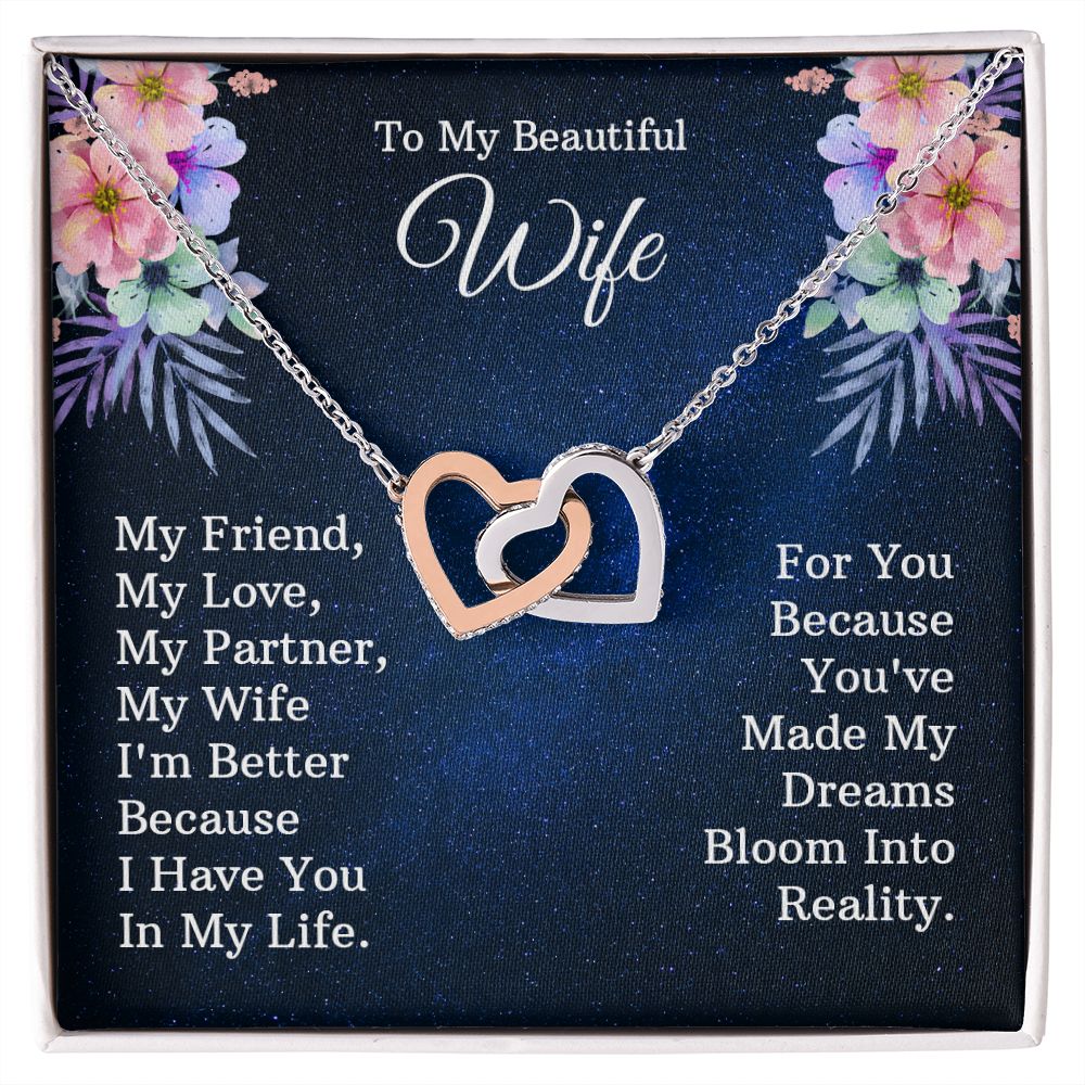 To My Beautiful Wife Necklace, Wedding Anniversary Jewelry For Women, Necklace For Wife from Husband, Gifts For Wife Birthday Gifts Necklace, Jewelry With Message Card In A Gift Box