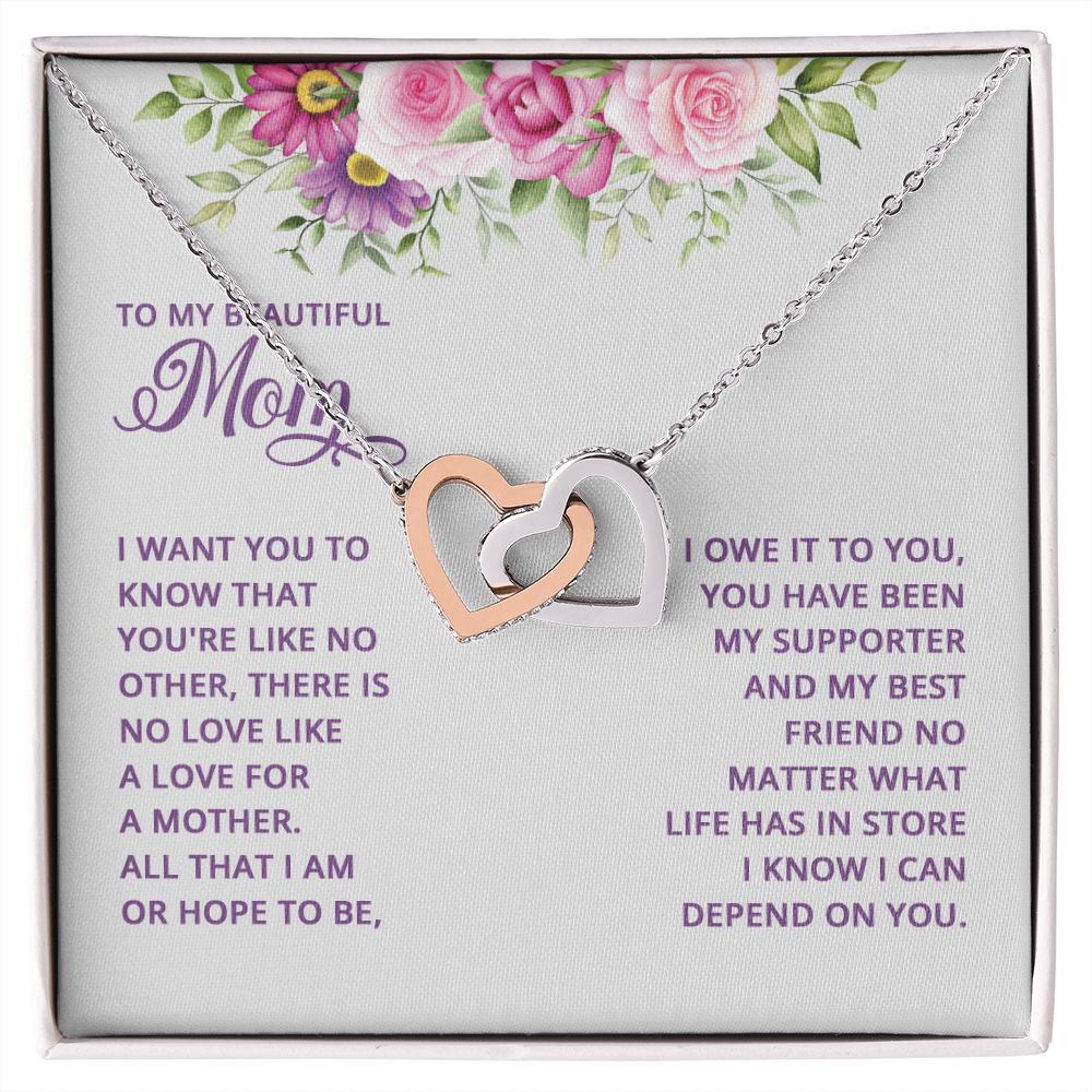 Mom Necklace Gifts for Mom from Daughter to Mom Gifts for Mothers Day from Daughter, To My Mom Necklace from Daughter to Mom Birthday Gifts Necklace with Message Card and Gift Box17 Interlocking Hearts Necklace
