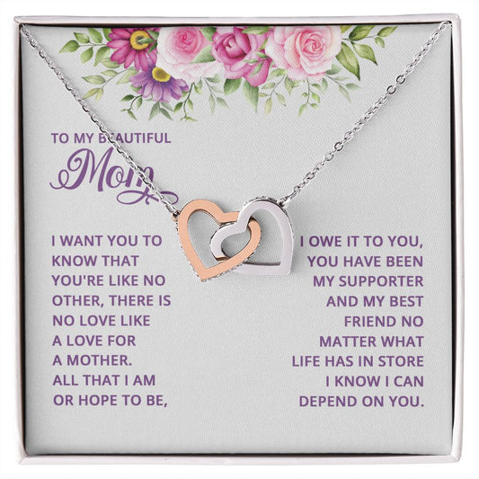 Mom Necklace Gifts for Mom from Daughter to Mom Gifts for Mothers Day from Daughter, To My Mom Necklace from Daughter to Mom Birthday Gifts Necklace with Message Card and Gift Box17 Interlocking Hearts Necklace