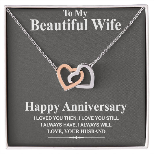 Wife Necklace Gift From Husband To My Beautiful Wife Pendant Necklace Anniversary Valentines Day Anniversary Jewelry with Message Card and Gift Box. Gift for Wife. Heart Necklace Gift Set for Wife