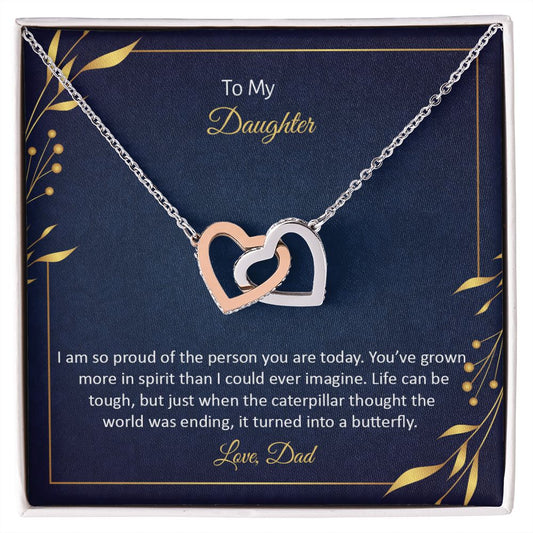 To My Daughter Necklaces Pendants - Father and Daughter Necklace - Gift from Daddy - Luxury Necklace Silver On Birthday, Anniversary - Includes Gift Box Interlocking Hearts Necklace