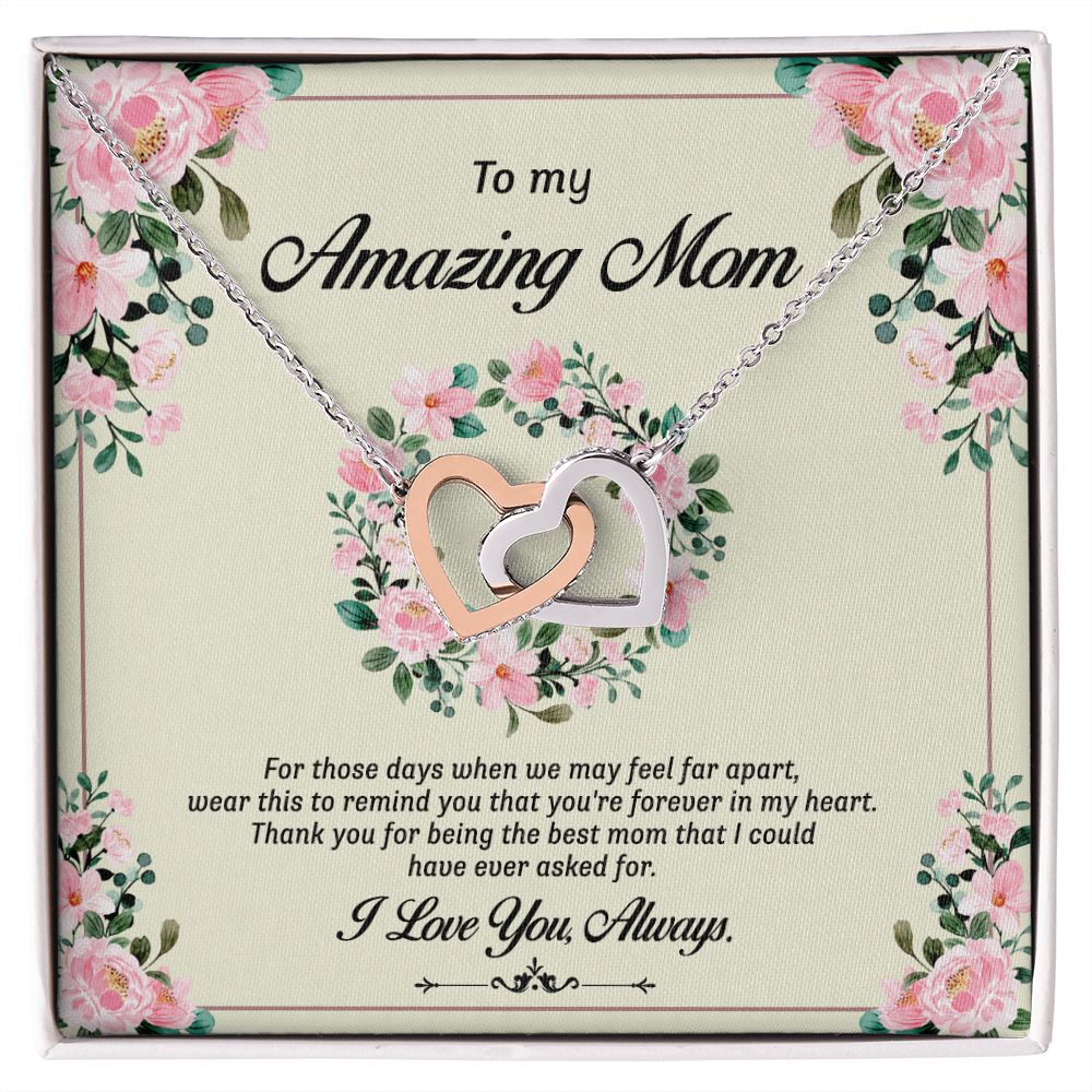 To My Mom Necklace, Gift For Mom, Mother's Day Gift from Daughter, Mom Jewelry Gift for Mothers Day, Birthday Gift for Mother, Moms Gift from Daughter Son, Necklace for Mom Mother17 Interlocking Hearts Necklace