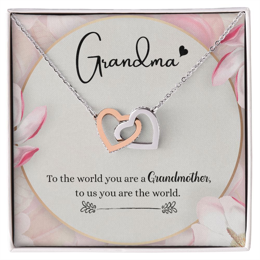 To My Grandma Necklace, Gift for Grandmother Necklace, Mothers Day Gift For Grandma Nana, Grandma Jewelry From Grandchildren GrandKids , Jewelry Box Gift For Grandma Grandmother8 Interlocking Hearts Necklace