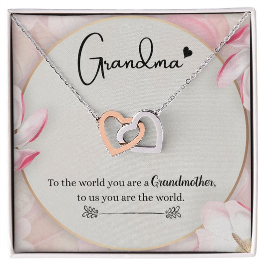 To My Grandma Necklace, Gift for Grandmother Necklace, Mothers Day Gift For Grandma Nana, Grandma Jewelry From Grandchildren GrandKids , Jewelry Box Gift For Grandma Grandmother8 Interlocking Hearts Necklace