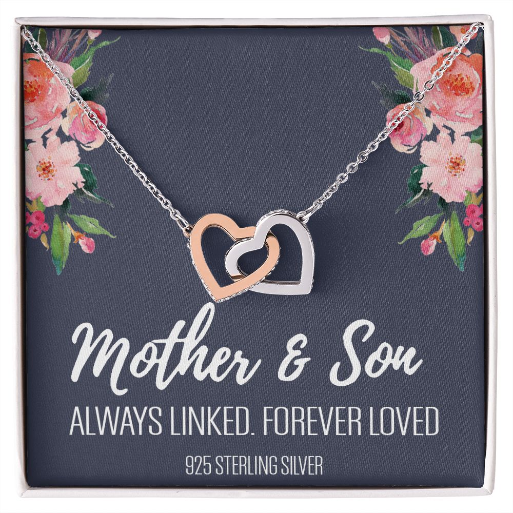 Gift For Mom From Son, Mother Son Gifts, Happy Mother's Day Necklace, Mom Gift Interlocking Hearts Necklace