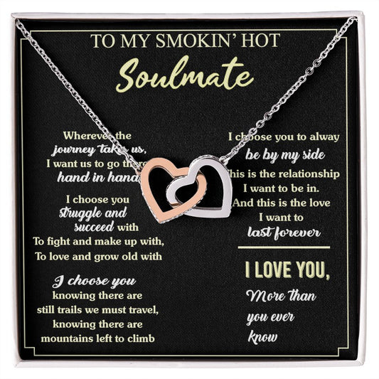 To My Soulmate Necklace for Women Birthday Valentines Day Jewelry Gifts For My Wife with Message Card Box Personalized Gift Present Pendant for Future Wife Soulmate Girlfriend Love 7 Interlocking Hearts Necklace