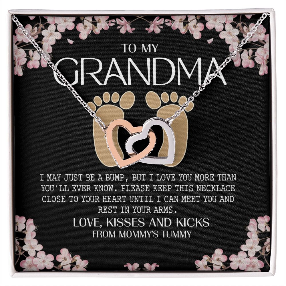 To My Grandma Necklace, Gift for Grandmother Necklace, Mothers Day Gift For Grandma Nana, Grandma Jewelry From Grandchildren GrandKids , Jewelry Box Gift For Grandma Grandmother16 Interlocking Hearts Necklace