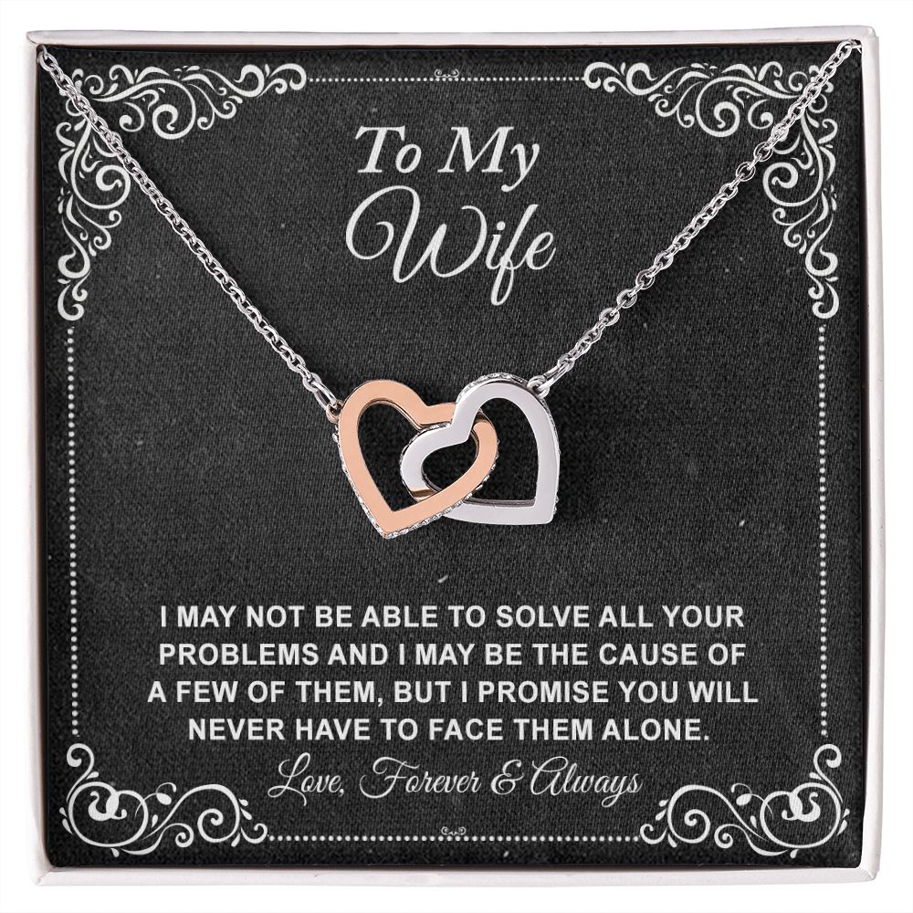 To My Wife Necklace, Gift For Wife From Husband, Anniversary Gift, Valentine's Interlocking Hearts Necklace