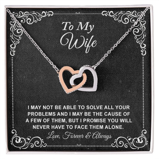 To My Wife Necklace, Gift For Wife From Husband, Anniversary Gift, Valentine's Interlocking Hearts Necklace