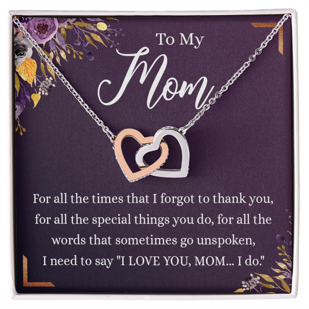 To My Mother Gift Necklace To Mom, Mother, Mommy, Momma from Child Special Mother Gift for Birthday Mothers Day Retriment Anniversary Hoiday Present for Mom Necklace for Women Interlocking Hearts Necklace
