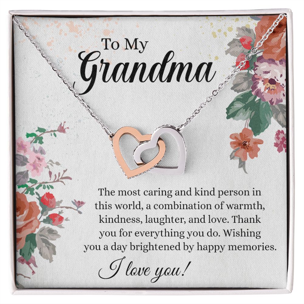To My Grandma Necklace, Gift for Grandmother Necklace, Mothers Day Gift For Grandma Nana, Grandma Jewelry From Grandchildren GrandKids , Jewelry Box Gift For Grandma Grandmother3 Interlocking Hearts Necklace