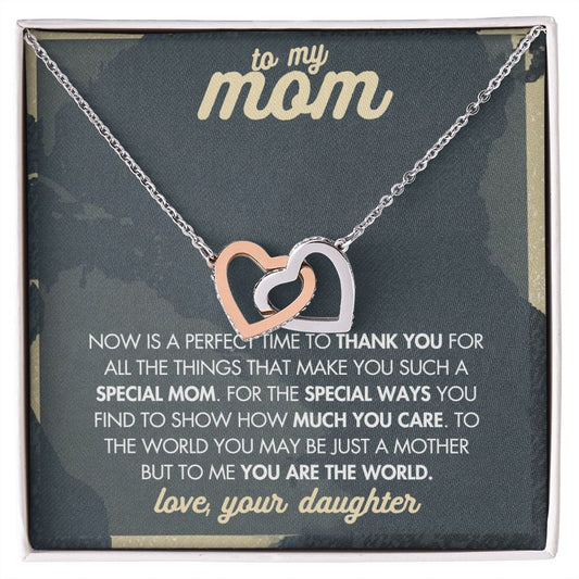 Mom Necklace Gifts for Mom from Daughter to Mom Gifts for Mothers Day from Daughter, To My Mom Necklace from Daughter to Mom Birthday Gifts Necklace with Message Card and Gift Box2237 Interlocking Hearts Necklace