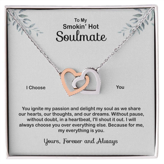To My Soulmate Necklace for Women Birthday Valentines Day Jewelry Gifts For My Wife with Message Card Box Personalized Gift Present Pendant for Future Wife Soulmate Girlfriend Love 4 Interlocking Hearts Necklace