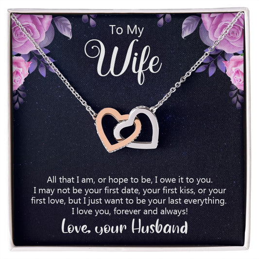 Birthday Gifts For Wife, Necklace Gifts For Wife From Husband, To My Wife Jewelry For Women , To My Wife Necklace  from Husband Wedding Anniversary Present For Wife, Beautiful Wife Jewelry Christmas31 Interlocking Hearts Necklace