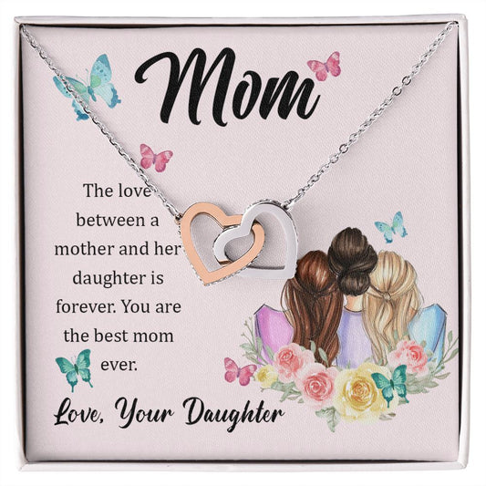 Mom Necklace Gifts for Mom from Daughter to Mom Gifts for Mothers Day from Daughter, To My Mom Necklace from Daughter to Mom Birthday Gifts Necklace with Message Card and Gift Box21 Interlocking Hearts Necklace