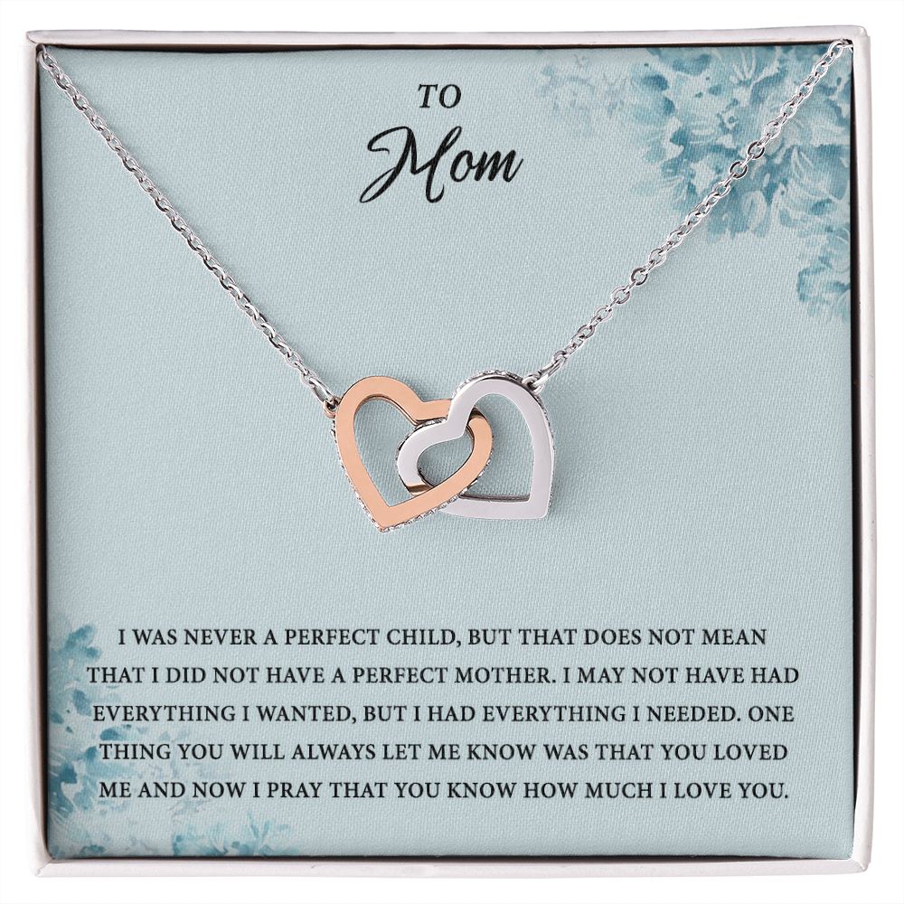 Mom Necklace Gifts for Mom from Daughter to Mom Gifts for Mothers Day from Daughter, To My Mom Necklace from Daughter to Mom Birthday Gifts Necklace with Message Card and Gift Box2227 Interlocking Hearts Necklace