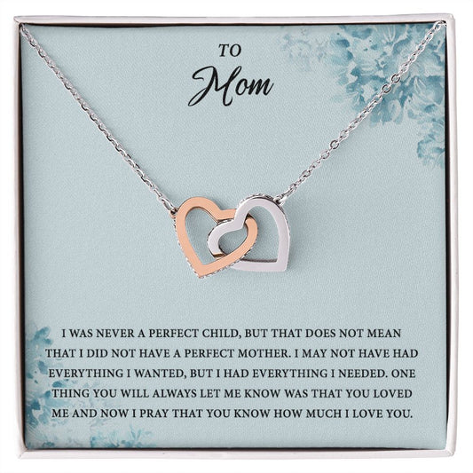 Mom Necklace Gifts for Mom from Daughter to Mom Gifts for Mothers Day from Daughter, To My Mom Necklace from Daughter to Mom Birthday Gifts Necklace with Message Card and Gift Box2227 Interlocking Hearts Necklace