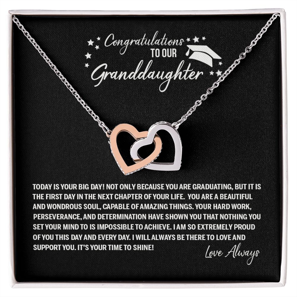 To Our Granddaughter Necklace From Grandparents Sentimental Gifts Birthday Gift Chirstmas Anniversary Unique Jewelry For Girl Senior High School College Grad Necklace Graduation Pendant Gifts Interlocking Hearts Necklace
