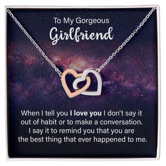 To My Girlfriend Necklace from Boyfriend To My Future Wife Necklace Jewelry For Girlfriend Gift For Girlfriend Gift for Her Romantic Birthday Valentines Day Gift For Girlfriend Gifts Necklaces 29 Interlocking Hearts Necklace