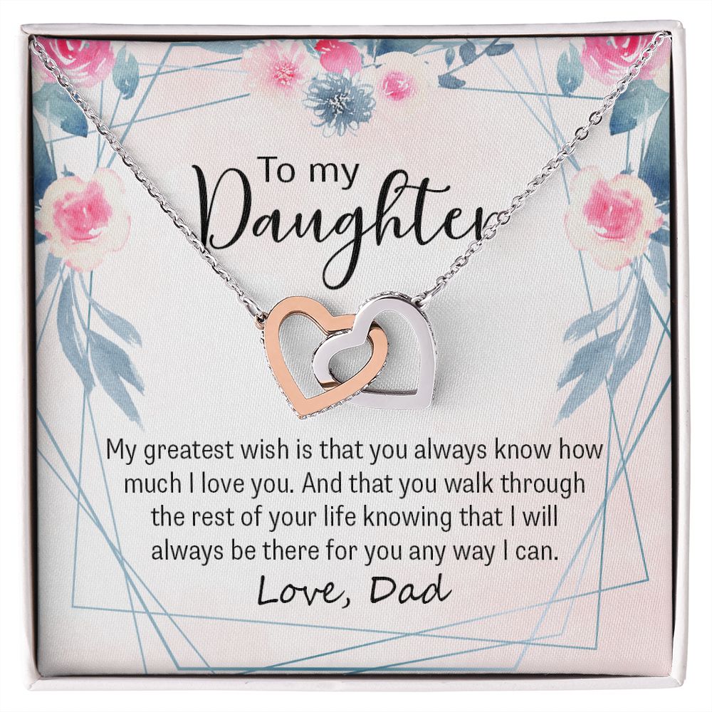To My Daughter Gift Necklace from Mom, Mother and Daughter Necklace for Girls, Mother Daughter Gift Ideas, Jewelry Pendant Interlocking Hearts Necklace