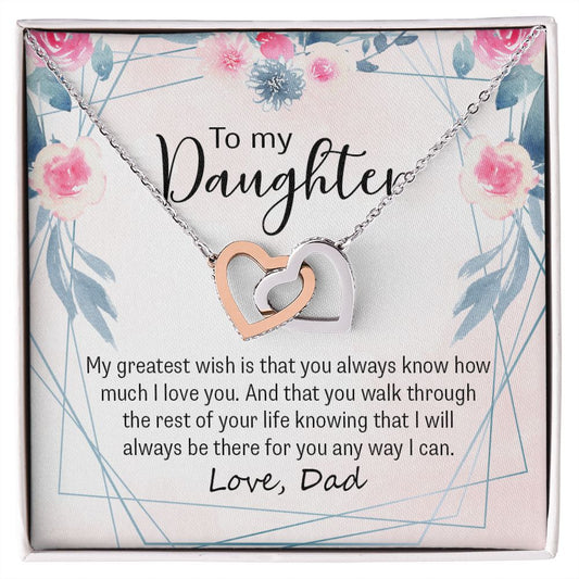 To My Daughter Gift Necklace from Mom, Mother and Daughter Necklace for Girls, Mother Daughter Gift Ideas, Jewelry Pendant Interlocking Hearts Necklace