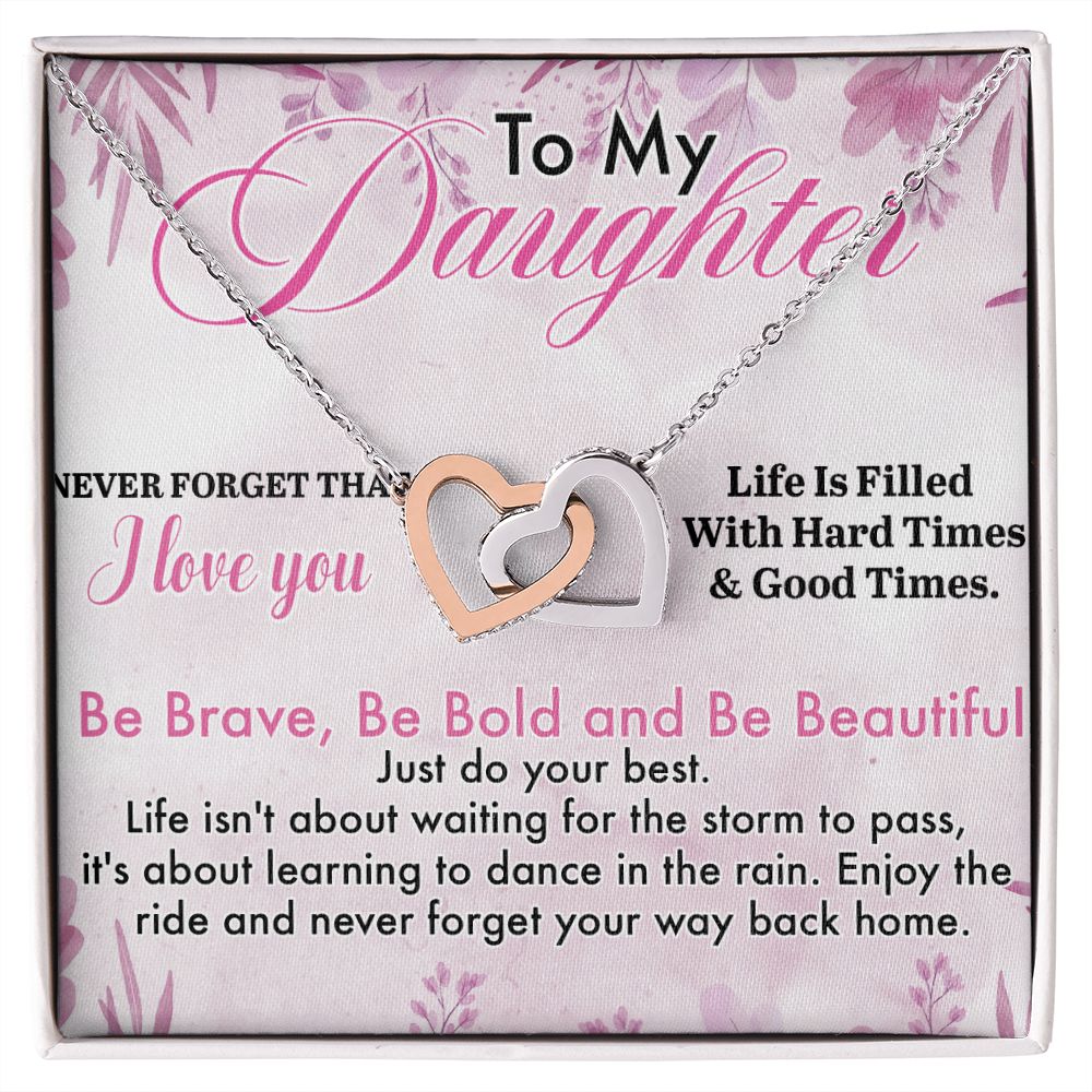 Jewelry Pendant Present for Daughter, To My Daughter Gift Necklace from Mom, Mother Daughter Gift Ideas, Birthday Christmas Gift Graduation Gifts for Daughters, Mother and Daughter Necklace 13 Interlocking Hearts Necklace