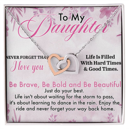 Jewelry Pendant Present for Daughter, To My Daughter Gift Necklace from Mom, Mother Daughter Gift Ideas, Birthday Christmas Gift Graduation Gifts for Daughters, Mother and Daughter Necklace 13 Interlocking Hearts Necklace