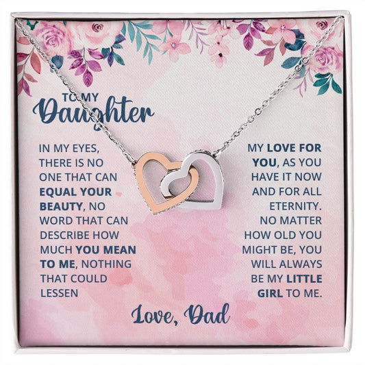 To My Daughter Necklaces Pendants - Father and Daughter Necklace - Gift from Daddy - Luxury Necklace Silver On Birthday, Anniversary - Includes Gift Box Interlocking Hearts Necklace