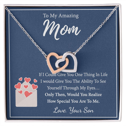Mom Necklace Gifts for Mom from Daughter to Mom Gifts for Mothers Day from Daughter, To My Mom Necklace from Daughter to Mom Birthday Gifts Necklace with Message Card and Gift Box2238 Interlocking Hearts Necklace