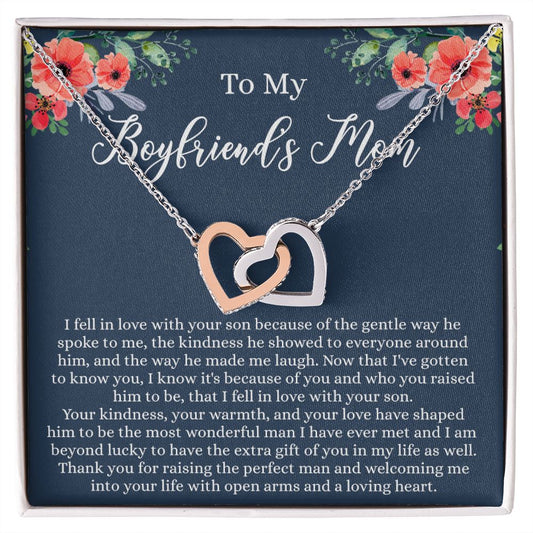To My Boyfriends Mom, Gifts For Boyfriend Mom, Boyfriends Mom Birthday Gift Idea, Boyfriend Mother Gift, Necklace for Boyfriends Mom, Mother's Day Gift Necklace for Women Interlocking Hearts Necklace
