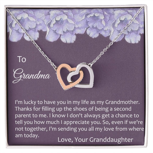 To My Grandma Necklace, Gift for Grandmother Necklace, Mothers Day Gift For Grandma Nana, Grandma Jewelry From Grandchildren GrandKids , Jewelry Box Gift For Grandma Grandmother21 Interlocking Hearts Necklace