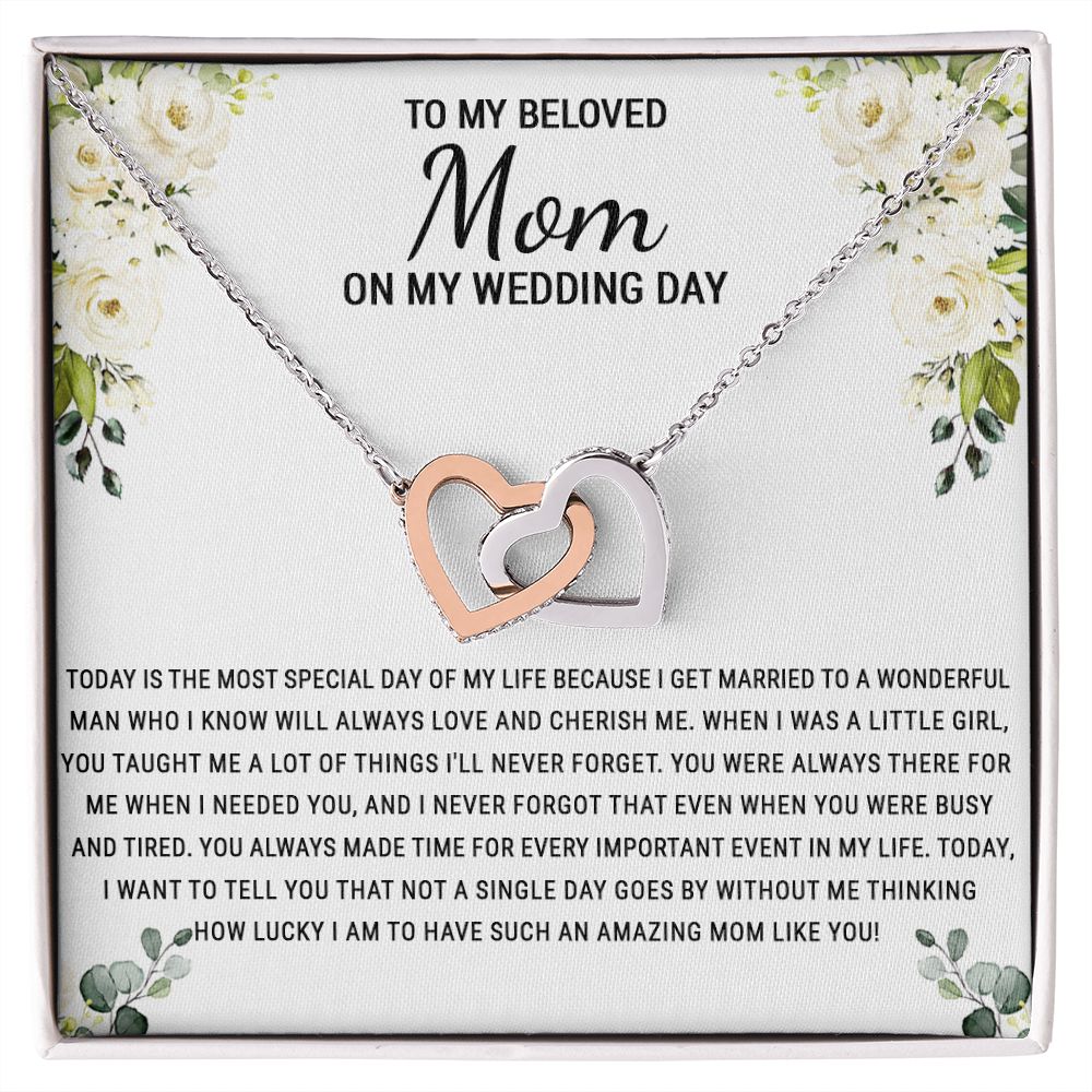 To My Mom Necklace, Gift For Mom, Mother's Day Gift from Daughter, Mom Jewelry Gift for Mothers Day, Birthday Gift for Mother, Moms Gift from Daughter Son, Necklace for Mom Mother 1 Interlocking Hearts Necklace