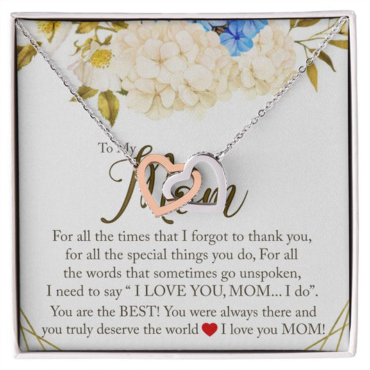 To My Mom Necklace, Gift For Mom, Mother's Day Gift from Daughter, Mom Jewelry Gift for Mothers Day, Birthday Gift for Mother, Moms Gift from Daughter Son, Necklace for Mom Mother 16 Interlocking Hearts Necklace