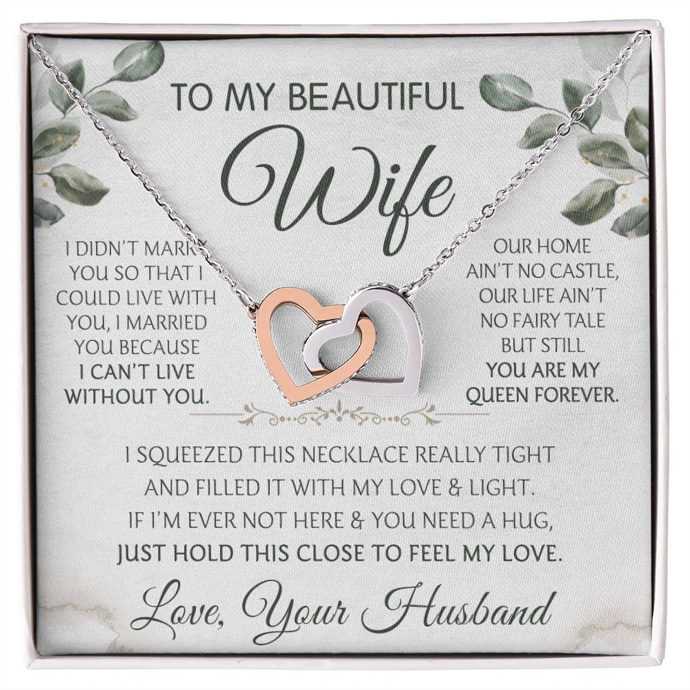 Birthday Gifts For Wife, Love Necklace Gifts For Wife From Husband, To My Soulmate Necklace For Women, To My Wife Necklace, Wedding Anniversary Present For Wife, Romantic Soulmate Jewelry On Christmas Interlocking Heart Necklace