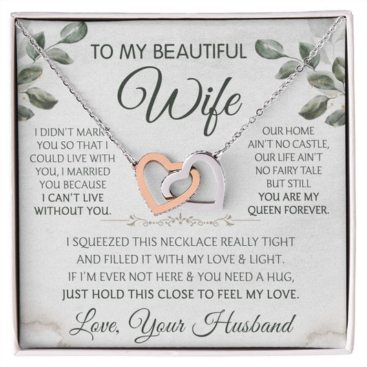 Birthday Gifts For Wife, Love Necklace Gifts For Wife From Husband, To My Soulmate Necklace For Women, To My Wife Necklace, Wedding Anniversary Present For Wife, Romantic Soulmate Jewelry On Christmas Interlocking Heart Necklace