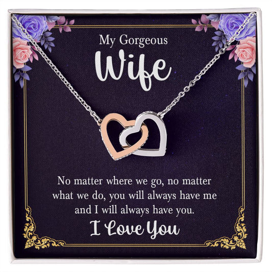 Birthday Gifts For Wife, Necklace Gifts For Wife From Husband, To My Wife Jewelry For Women , To My Wife Necklace  from Husband Wedding Anniversary Present For Wife, Beautiful Wife Jewelry Christmas15 Interlocking Hearts Necklace