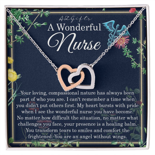 A Wonderful Nurse Interlocking Hearts Necklace