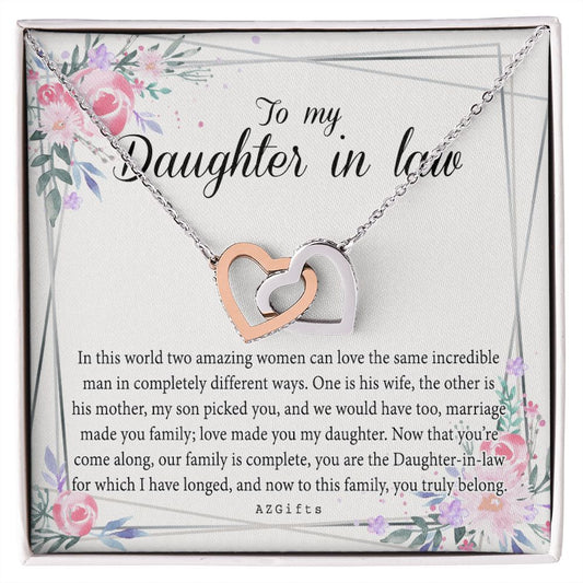 Daughter In Law Gifts Ideas, Daughter In Law Necklace, Gifts For Future Daughter In Law, Daughter In Law Birthday Gifts, Daughter-in-law Gifts From Mother In Law, Birthday Gifts For Daughter Interlocking Hearts Necklace