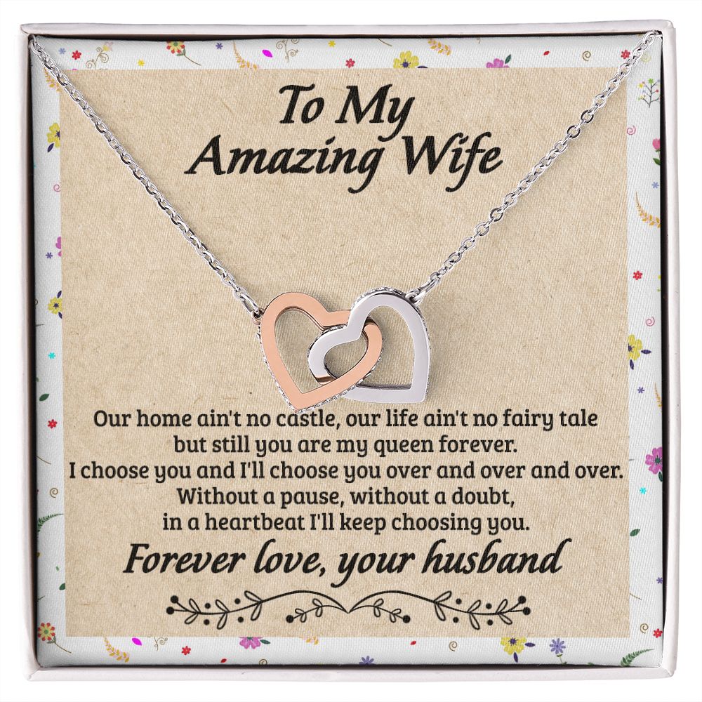 Birthday Gifts For Wife, Necklace Gifts For Wife From Husband, To My Wife Jewelry For Women , To My Wife Necklace  from Husband Wedding Anniversary Present For Wife, Beautiful Wife Jewelry Christmas18 Interlocking Hearts Necklace