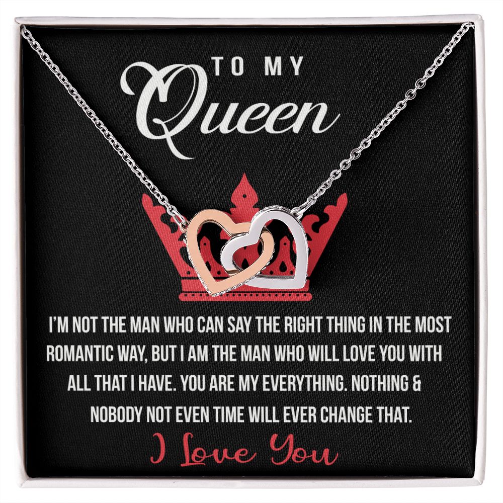 To My Queen Love Knot Necklace, Gift For Wife Girlfriend Soulmate Future Wife Interlocking Hearts Necklace