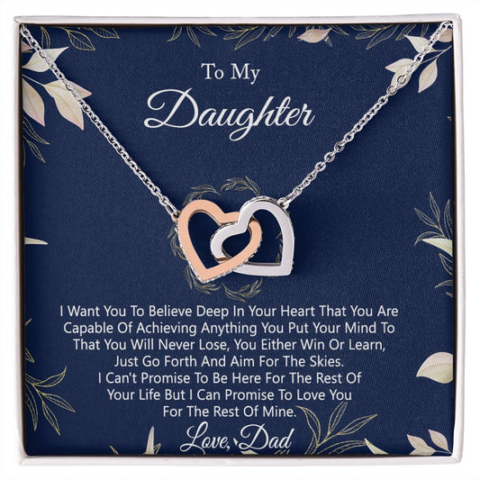 Gift For Daughter from Dad Daughter Father Necklace for Daughter Gift from Dad To My Daughter Necklace Daughters Birthday Christmas Jewelry Birthday Gifts for Women Girls Interlocking Hearts Necklace