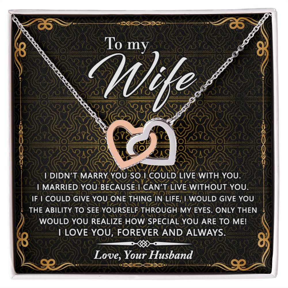Birthday Gifts For Wife, Necklace Gifts For Wife From Husband, To My Wife Jewelry For Women , To My Wife Necklace  from Husband Wedding Anniversary Present For Wife, Beautiful Wife Jewelry Christmas25 Interlocking Hearts Necklace