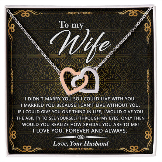 Birthday Gifts For Wife, Necklace Gifts For Wife From Husband, To My Wife Jewelry For Women , To My Wife Necklace  from Husband Wedding Anniversary Present For Wife, Beautiful Wife Jewelry Christmas25 Interlocking Hearts Necklace