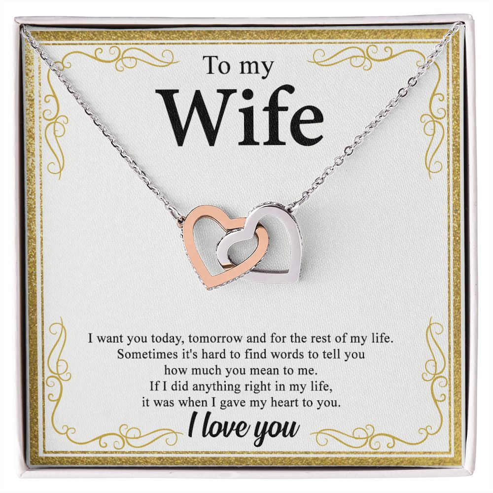 To My Wife Alluring Love Necklace Gift for Wife Valentines Day Gift for Her Interlocking Hearts Necklace